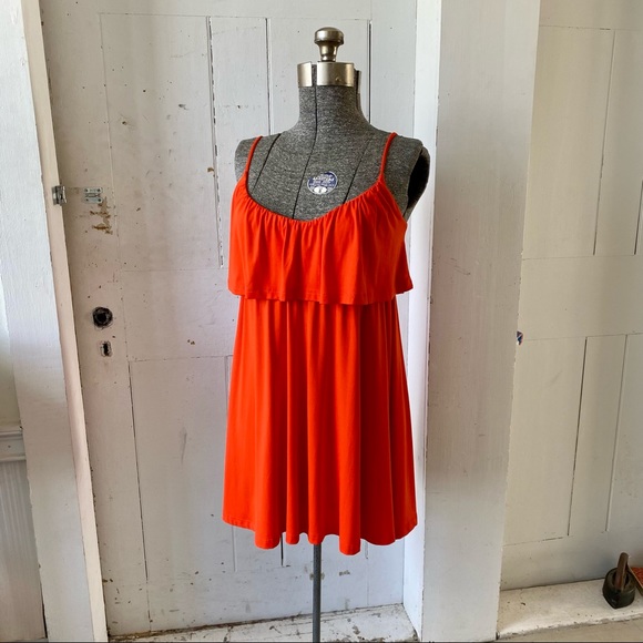 Susana Monaco Sunset Orange Flutter top Mini Dress - Picture 3 of 10